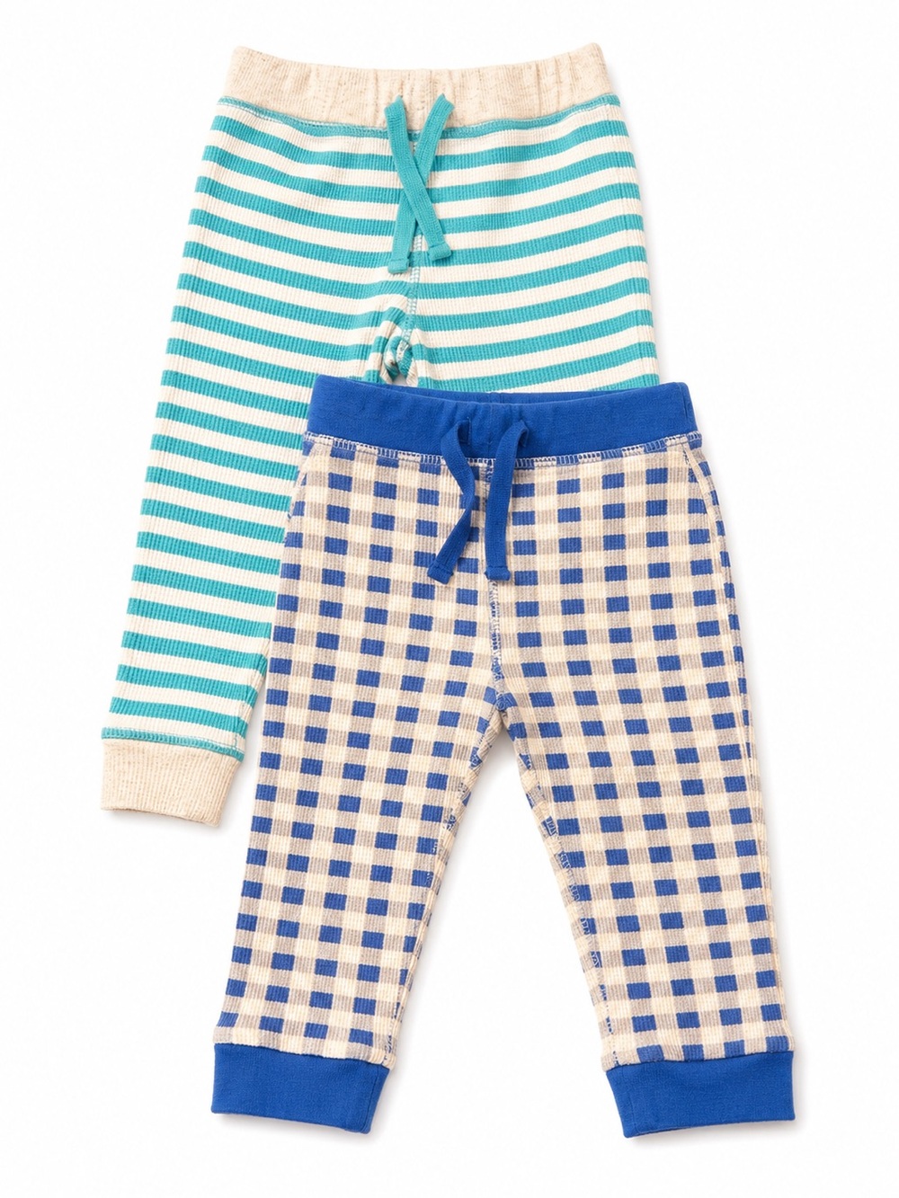 Old Navy Blue and Aqua Striped & Gingham Kids Pajama Bottoms - Twin Pack